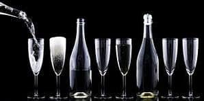 Elegant champagne bottles and glasses for luxury celebrations.