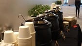 Elegant catering setup with coffee urns and cups at Your Private Chef Melbourne event.