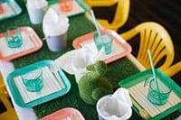 Freshly prepared table setting with colorful plates and cutlery for private dining in Australia.