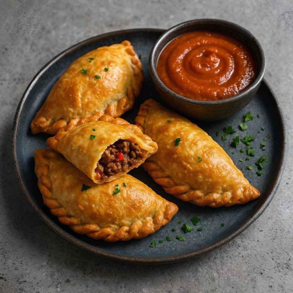 Chilli beef empanadas with a smoked tomato dipping sauce