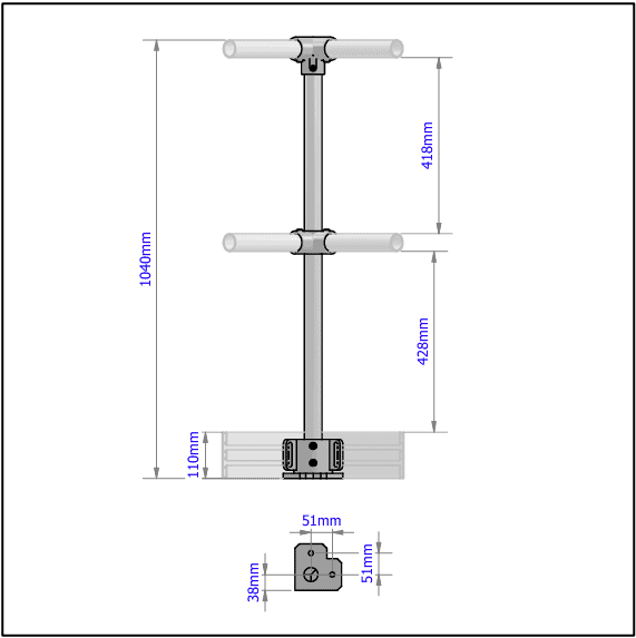 2 Pipe + Kick Plate Railing Corner Posts - Image 2