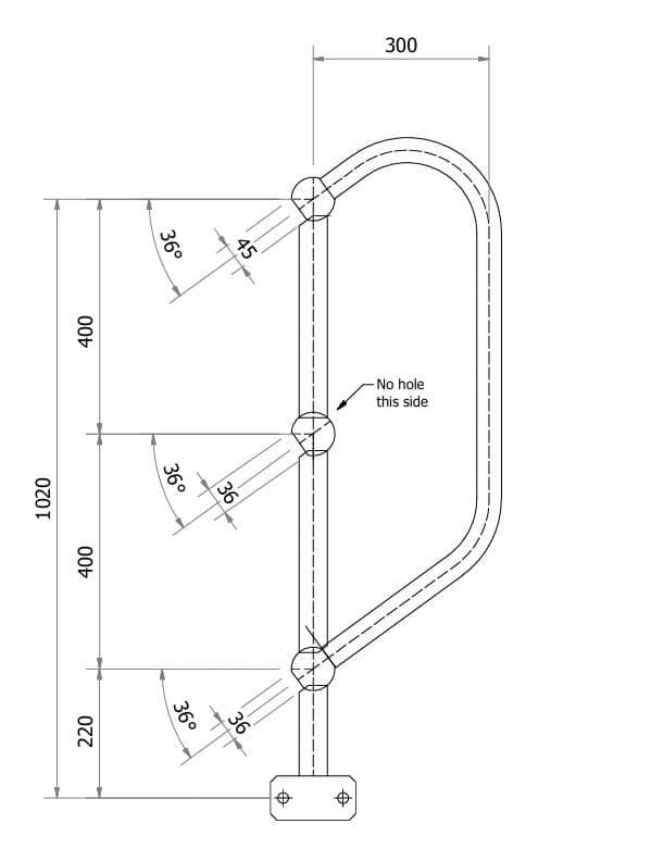 3 Rail - Angled Side Mount Post - Top Post