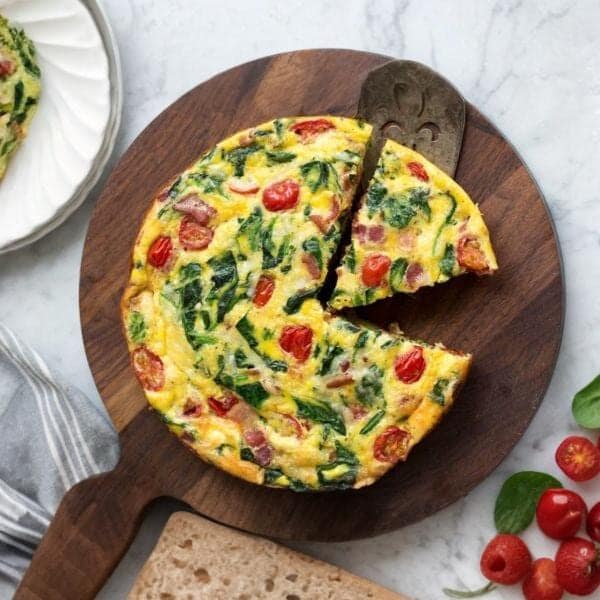 Frittata Large Tray (HOT) - Gypsy ham with tomato, potato, spinach and cheese (GF) (serves up to 10)