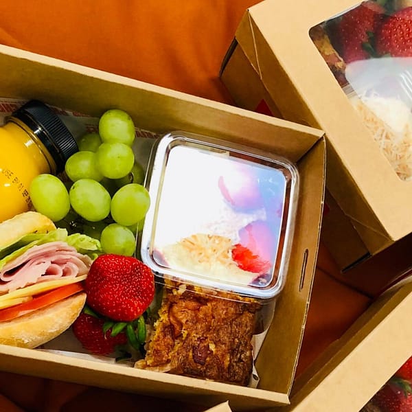 Individual breakfast/morning tea meeting boxes