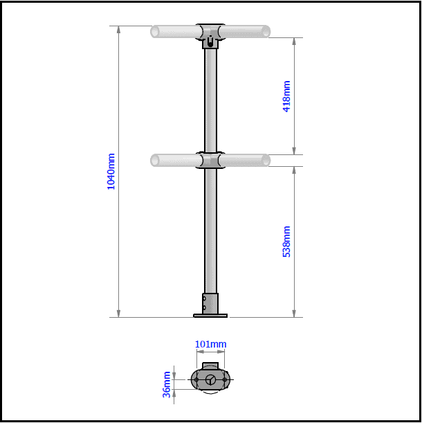 2 Pipe Railing Corner Posts - Image 2