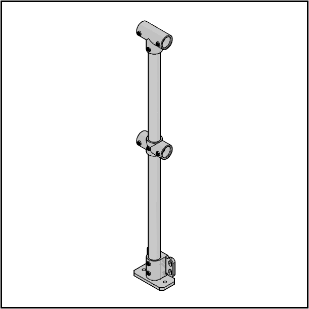 2 Pipe + Kick Plate Railing Intermediate Posts