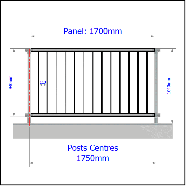 Balustrade Panel -1700mm - Image 2