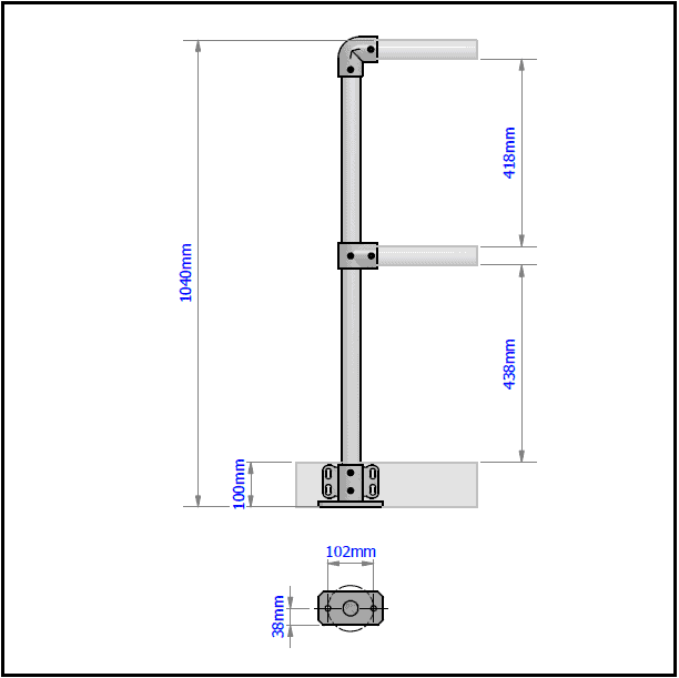 2 Pipe + Kick Plate Railing End Posts - Image 2