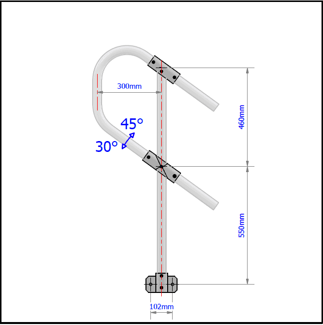 2 Pipe Railing Stair Top Posts - Side Mount - Image 2
