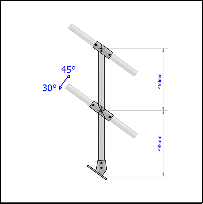 2 Pipe Railing Stair Intermediate Posts - Angle Mount - Image 2
