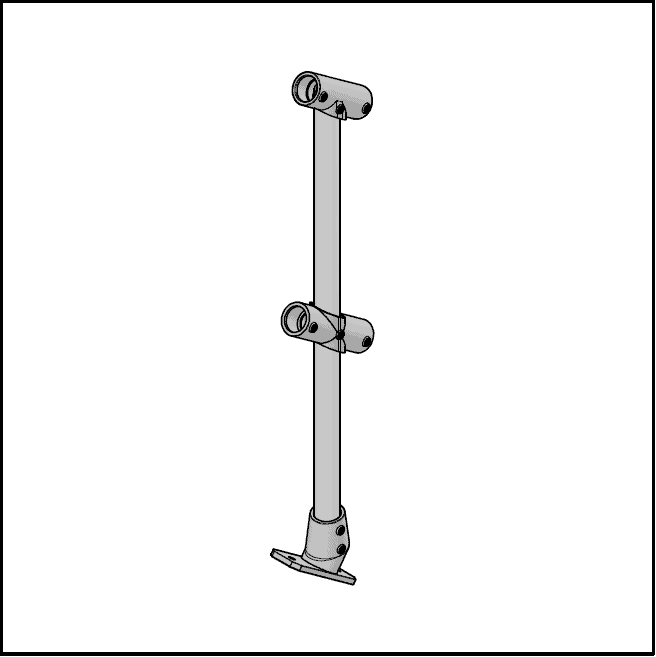 2 Pipe Railing Stair Intermediate Posts - Angle Mount
