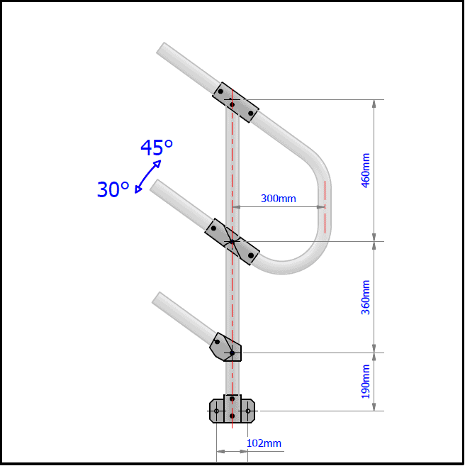3 Pipe Railing Stair Bottom Posts - Side Mount - Image 2