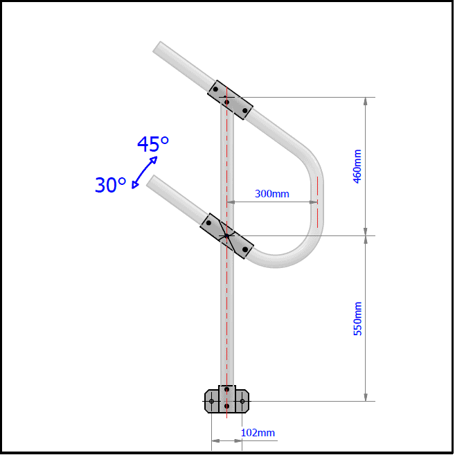 2 Pipe Railing Stair Bottom Posts - Side Mount - Image 2