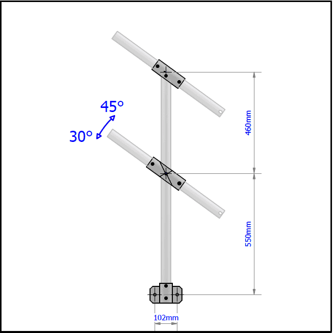 2 Pipe Railing Stair Intermediate Posts - Side Mount - Image 2