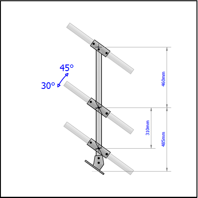 3 Pipe Railing Stair Intermediate Posts - Angle Mount - Image 2