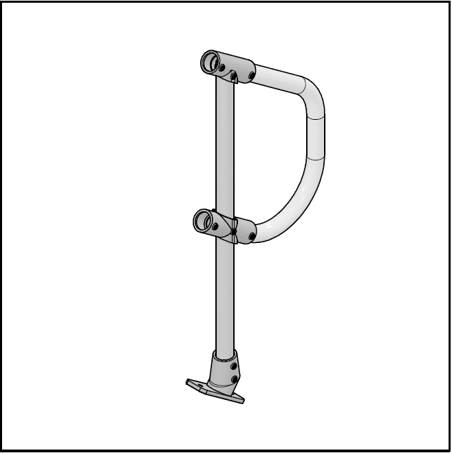 2 Pipe Railing Stair Bottom Posts - Angle Mount