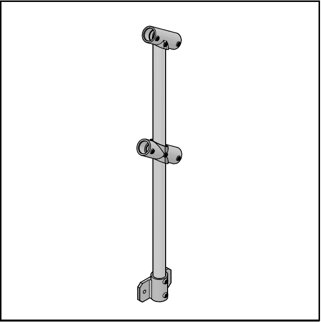 2 Pipe Railing Stair Intermediate Posts - Side Mount