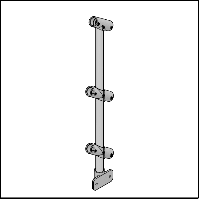 3 Pipe Railing Stair Intermediate Posts - Side Mount