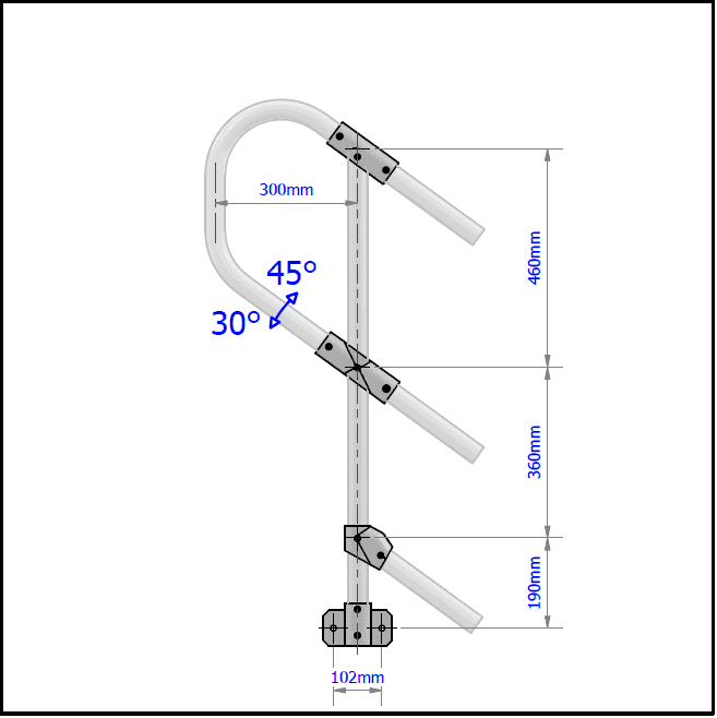 3 Pipe Railing Stair Top Posts - Side Mount - Image 2