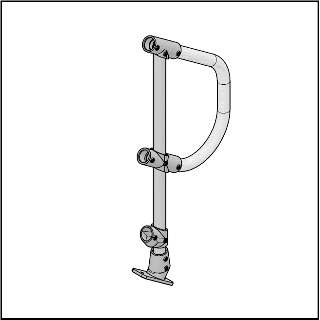 3 Pipe Railing Stair Bottom Posts - Angle Mount