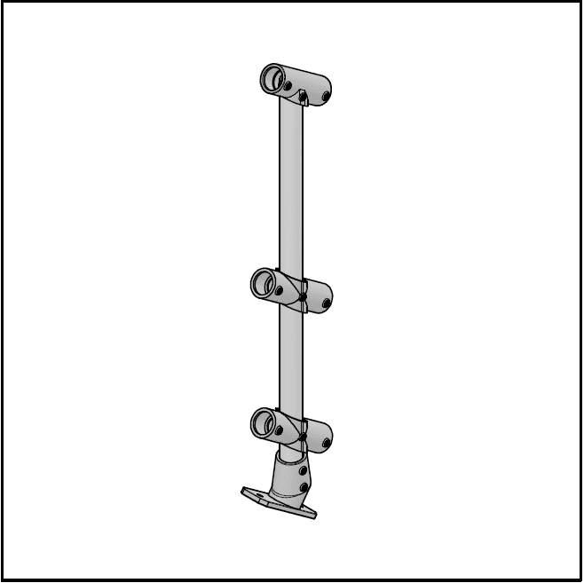 3 Pipe Railing Stair Intermediate Posts - Angle Mount