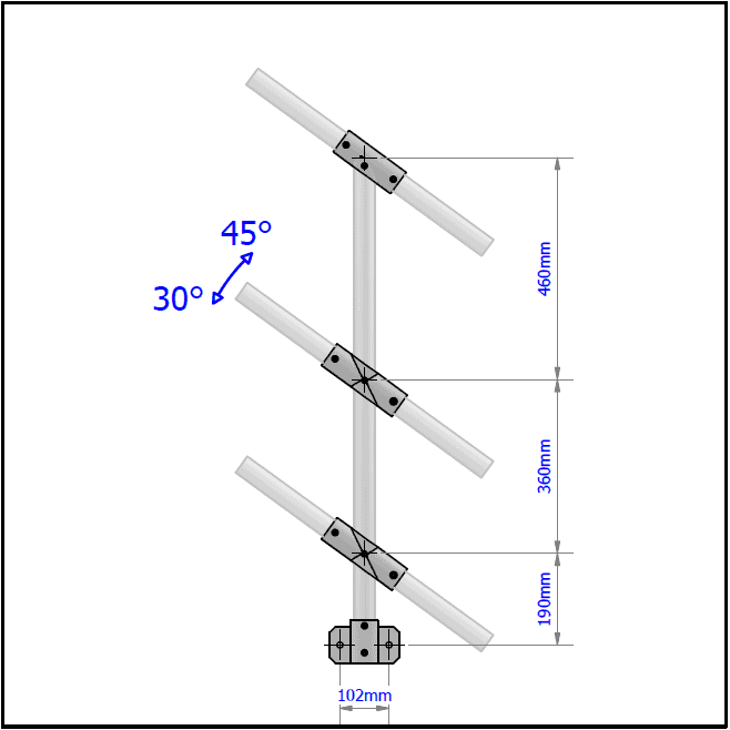 3 Pipe Railing Stair Intermediate Posts - Side Mount - Image 2