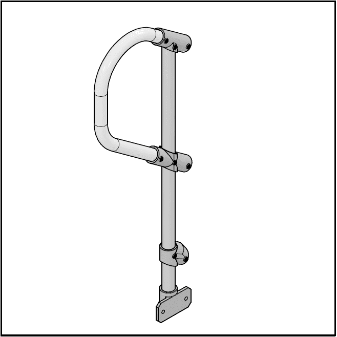 3 Pipe Railing Stair Top Posts - Side Mount