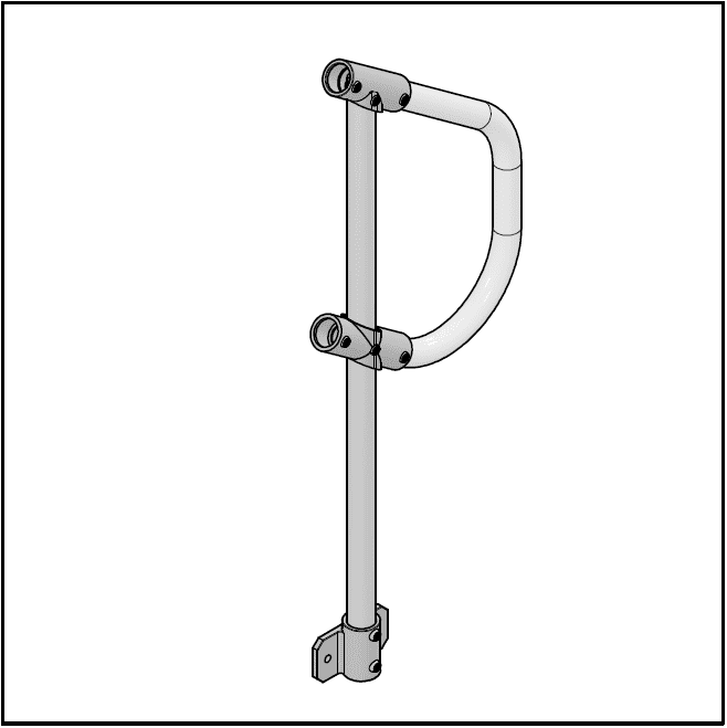 2 Pipe Railing Stair Bottom Posts - Side Mount