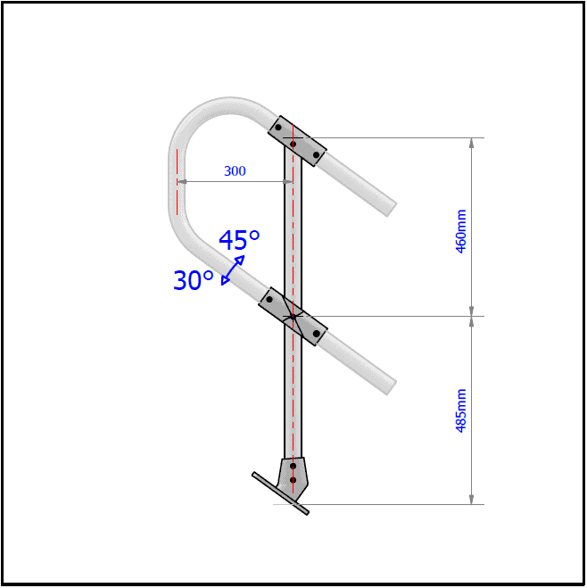 2 Pipe Railing Stair Bottom Posts - Angle Mount - Image 2