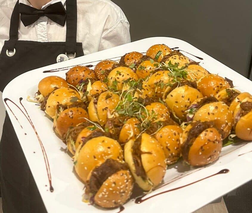 Platter - Brioche mini burger bun with pulled beef brisket cola bbq sauce & spiced slaw